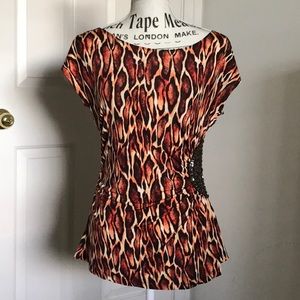 Bleeker & McDougal animal print top, beaded detail